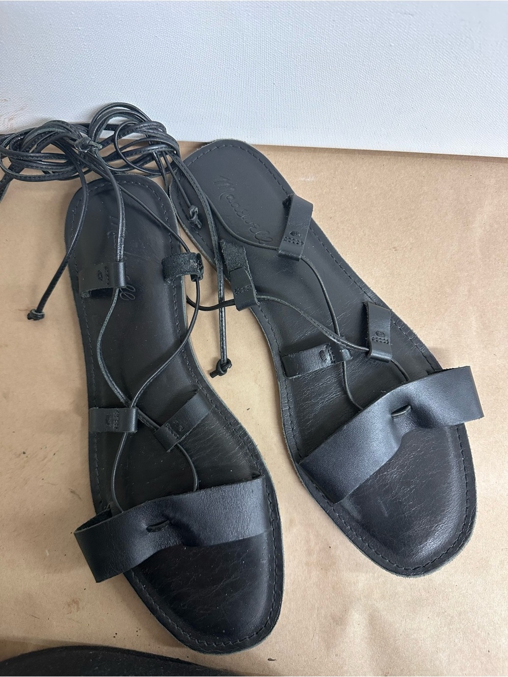Women's Madewell Black Lace-Up Leather Sandals